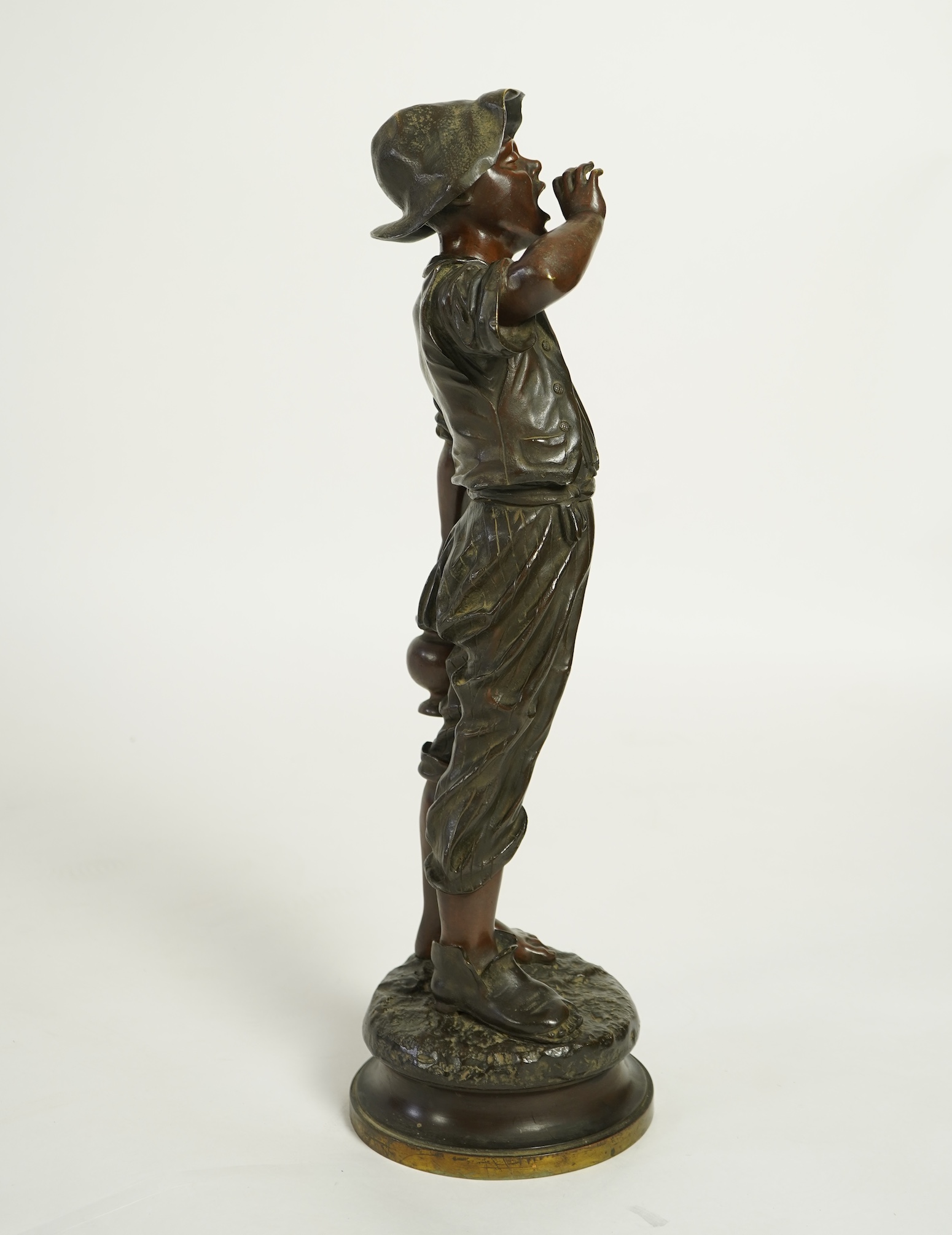 Paul Dubois (French 1829-1905), 'Le petit porteur d'eau' a patinated bronze figure, c.1900